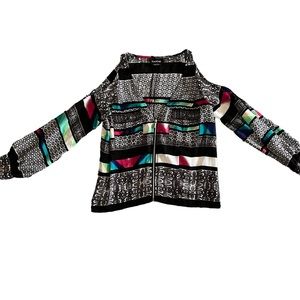 Bebe Cold Shoulder Snakeskin Color block Blouse